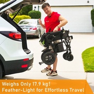 ViN-46A14 | Motorised Electric Wheelchair +Aluminium lightweight Anti Rust +Armrest Flip Up +Anti-Ti