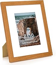 8x10 Picture Frame, Solid Iroko Wood 8"x10" Photo Frame for Wall, Right Angle 8 x 10 Picture Frame M