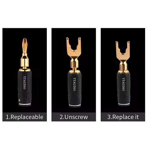 YYAUDIO 8pcs Banana Plug 24K Gold Plated Banana Plugs for Speaker Cable Wire Banana Connector Adapte