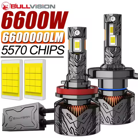 6600W H7 H4 LED Headlights CANBUS H11 H8 H9 9012 9006 9005 Turbo 24PCS 5570 CSP Chips Car Bulbs With
