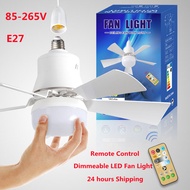 Dimmable LED Ceiling Fan Light with Remote Control Silent 3 Speeds Fan with LED Light E27 Base Modern LED Ceiling Fan Lamp