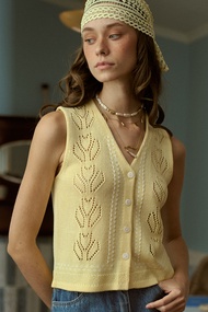 ( พร้อมส่ง ) Perana เสื้อ KNIT - LAURA VEST (สีเหลือง Yellow )