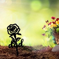 CIFbuy Rose Grave Stake Waterproof Cemetery Decor Sympathy Gift Garden Marker Tombstone Plaque Rusti