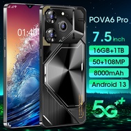 โทรศัพท์ pova6 Pro มือถือ 12+512GB Android 5G 7.5 นิ้ว cellphone หน้าจอขนาดใหญ่ HD smartphone