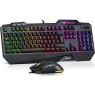 [2569] Havit Wired Gaming Keyboard Mouse Combo LED Rainbow Backlit Gaming Keyboard RGB Gaming Mouse Ergonomic Wrist Rest