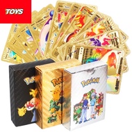 10PCS 30PCS 55Metal Gold Silver Pokemon Cards English Version Charizard Pikachu Trainer Card Game Co