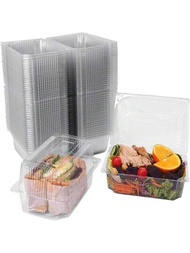 帶蓋清晰塑膠合頁容器，可重複使用的食物容器，具翻蓋，用於甜點、蛋糕、餅乾、沙拉、義大利麵、三明治、水果和蔬菜包裝