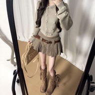 CHANGTONG | Áo Sweater Vintage Phong Cách Có Gân Với Cổ Xếp