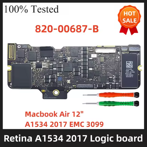 A1534 LOGIC BOARD FOR MacBook Air A1534 2017 1.2GHz 1.3ghz 256GB 512GB EMC 3099 820-00687-B Logic bo