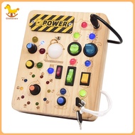 [Nosafhu] Children Busy Board Toddler Activity Board Toddler Light-up Switch Busy Board Wooden Educa