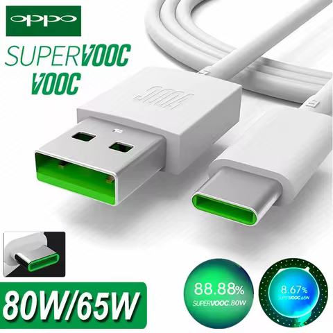 OPPO Cable Supervooc Vooc 80W 65W USB Type C Fast Flash Charger Oppo Find X6 X5 X3 Pro N2 N3 Flip Re