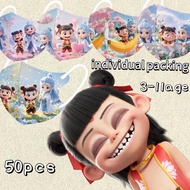 50 pieces of independent packaging style mixed with 3-12-year-old children's cartoon Nezha mask thre