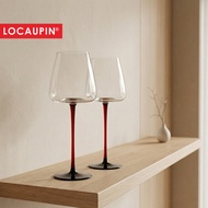 Locaupin 2pcs Wine Glasses, Crystal Clear Glass, Long Stem Wine Glass for Red, Black Concave Bottom 