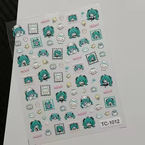 1PCS 5D Music Element Nail Stickers Hatsune Miku Self-Adhesive Nail Accessories Cute Style Virtual C
