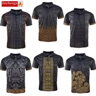 Men Collar T-shirt Jersey Material Batik Print | Baju Jersi Kolar Lelaki | Baju T-shirt Corak Batik Lelaki