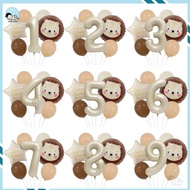 7pcs per sets Animal Sets Animal Aluminum Foil Balloon with Star and Numbering for kids birthday and