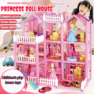 Barbi Doll House Kids Toys For Girls Story Villa DIY Birthday Gifts Assemblyfor Girls Toys