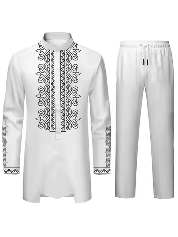 Middle East Islamic Mens Suit Suit Muslim Suit Personalized 3D Printed Pattern Arab Traditional Dres