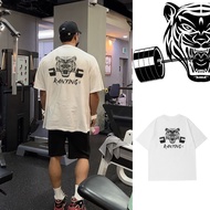 Burn-Shaped Fitness Loose Short-Sleeved Men's Dropped Shoulder Extra Large Version Pure Cotton Train