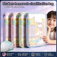 A4 mesh file bag book organizer transparent storage pouch  Transparent Subject Sorting Stationery St