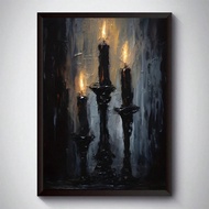 1pc, Vintage Candle Art Printing, Mysterious Dark Academy Room, Strange Halloween Poster - 1 Piece O