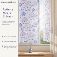 【EN】 3D Embossed Floral Window Privacy Film Anti UV Static Cling 1Roll 60*100cm formercial Glass Doo