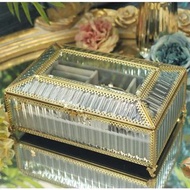 全新玻璃首飾裝飾蕾絲盒北歐式簡約文清頸鏈手鏈耳環手鐲復古鑽石藍寶石翡翠玉Tiffany Bvlgari