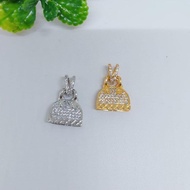 N3M5 18k Gold Plated Gemstone Necklace + Pendant Set AB T8A