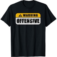 Warning Offensive Sign Funny Joke Distressed T-Shirt