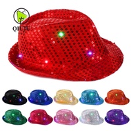 QIUJU Panama Cap Stage Performance Flashing Dress Dance Party Led Fedora Trilby