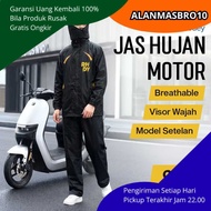 Waterproof Adult Motorcycle Raincoat Polyester Material With Wide Visor Mesh Lining Anti-Hot Reflect