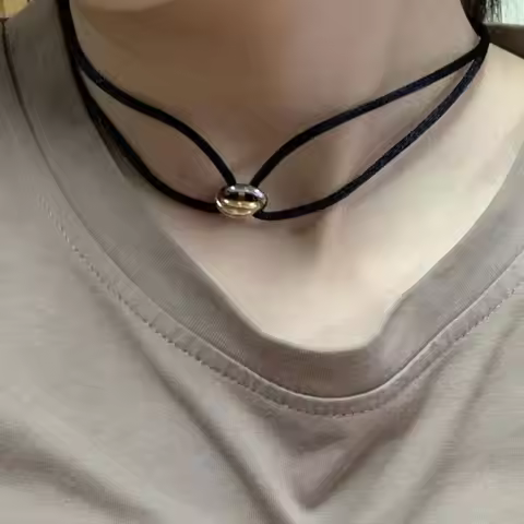Zalman Titanium Steel Three For One Circles Buckle Pendant Necklace Women Men Rope Adjustable Neckla