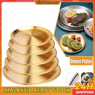European Style Dinner Plates Western Steak Round Tray 304 Stainless Steel Gold Dishes Cake Plates