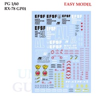 [EASY MODEL ] 570  PG 1/60 RX-78 GP01 GUNDAM WATER SLIDE DECAL