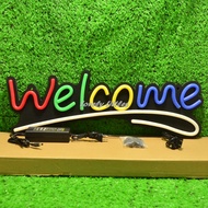 ป้ายไฟLED ป้ายไฟนีออน ป้ายไฟอะคริลิค ป้ายไฟหน้าร้าน " ป้ายไฟ WELCOME" แบบเสียบปลั๊กไฟ ป้ายไฟตกเเต่งร