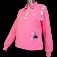 美國Arnold Palmer雨傘牌粉色網紗拼接長袖 POLO衫