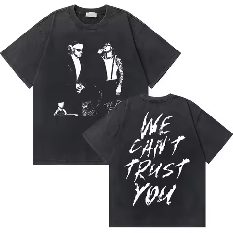 Rapper Future Metro Boomin We Don't Trust You Graphic T-shirt Men Hip Hop Vintage Washed Old Casual 