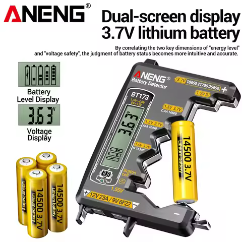 ANENG BT173 Universal Digital Battery Tester Compatible with 18650/AA/AAA/9V/12V/Button Battery Home