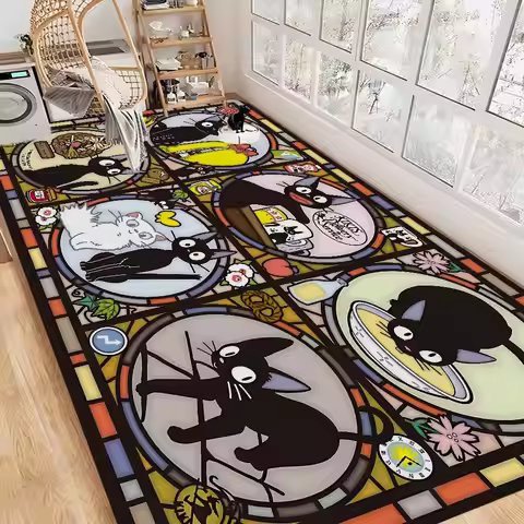KiKi Jiji Cat Room Mats Retro Multiple Choice Living Room Kitchen Rug Non-Slip Welcome Rug