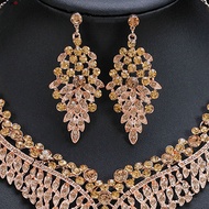 Women Fashion Jewelry Set Necklace Dangle Earrings Set Wedding Party Jewelry for Bridal Bridesmaid C