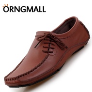ORNGMALL รองเท้าหนังแท้ผู้ชายแบบสวม,รองเท้าแฟชั่นรองเท้าหนังลำลองรองเท้าขับรถรองเท้าหนังไซส์ใหญ่38-47