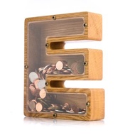 Wooden piggy bank for boys girls adult LETTER Personalized coin bank Baby