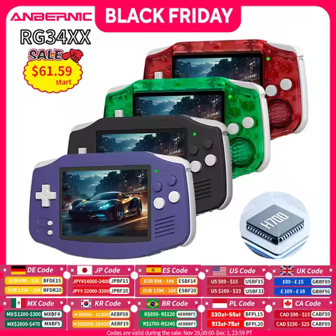ANBERNIC RG34XX Retro Video Handheld Game Console 3.4" IPS Screen 32G Linux 64-bit System Support 5G