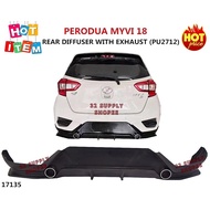 MYVI 2018 REAR DIFFUSER LIP SKIRT + EXHAUST TAIL PIPE  PU4241 // MYVI BARU GEN3 2018 2019 2020 GEAR 