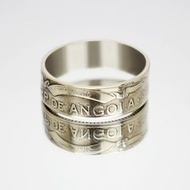 安哥拉硬幣戒指 20 寬扎 1975 年男士硬幣戒指 女士硬幣戒指