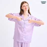 ชุดนอน SLEEPING CLOUD | ชุดนอน 100% LYOCELL ผ้านุ่ม เย็น ใส่สบาย : แขนสั้น ขายาว : one stripe SATUR