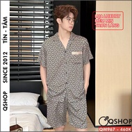 Soft and luxurious luxury silk men's pajamas set with short and long pants with pockets QSHOP QM967 