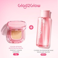 Glad2Glow 2 In 1 Skincare Set - Perfect Cover Cushion Foundation + Cherry Blossom Betaine Micellar W