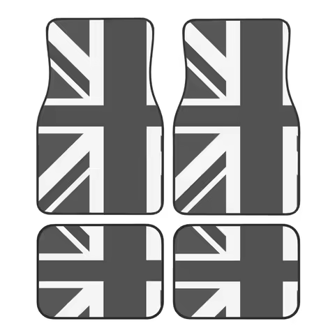 Custom Car Floor Mats Front & Rear Set Union Jack Flag for Mini Cooper 2007-2023 R55 R56 R57 R60 R61