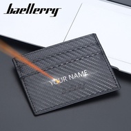 {Yuyu Bag} Baellerry Mini Card Wallets Short Men Simple Slim Holder Name Engraved Male Purse Luxury Carbon Fiber Men 39; S Wallet